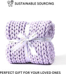 YnM Chunky Throw Blanket, Medium-Weight, Hand Knitted, Skin Friendly, Ventilated and Breathable, Machine Washable, Home Décor Piece for Couch, Sofa and Bed (Iris Lavender, 50x70 Inch) by CozyNest Decor