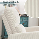 Swivel Rocker Recliner, Oversized Power Recliner Glider with Removable Cushion, Upholstered Swivel Reclining Nursery Chairs for Living Room Bedroom, Corduroy White by TinyTreasures Baby Boutique