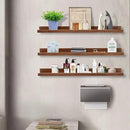AZSKY 36 Inch Floating Book Shelves Rustic Wood Wall Picture Ledge Shelf for Storage Light Walnut Wall Mounted Picture Photo Display Shelf a Set of 3 Hanging Book Shelf by CozyNest Decor
