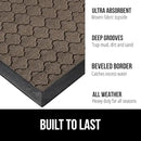 GORILLA GRIP 100% Waterproof All-Season WeatherMax Doormat, 47x35, US Designed Natural Rubber, Stain and Fade Resistant, Low Profile Indoor Outdoor Door Mats, Easy Clean Patio Mat, Latte Quatrefoil by CozyNest Decor