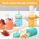 Tronco 8 oz Glass Sippy Cup for Toddlers, Kids Mason Jar Smoothie Cup with Silicone Sleeves & Spill Resistant Flexible Straw, Snack Cup, BPA-Free, Dishwasher Safe by TinyTreasures Baby Boutique