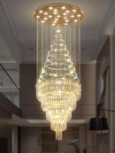 Flashing God 40''X120 High Ceiling Chandelier Crystal Raindrop Gold Chandeliers Staircase Large Chandelier Villa Entrance Foyer Pendant Light Foyer High Ceiling Light 15 GU10 Bulb Dimming by CozyNest Decor
