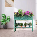 Raised Garden Bed, Elevated Planter Green Metal Plant Box with Legs Standing Garden Stand Drainage Holes Green (Green 40" L x 11" W x 31" H) by GreenHaven Gardens