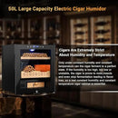 Electric Humidor for Cigars, 50L 300 Counts Large Capacity, Thermostatic Electric Cigar Cooler Cabinet with Spanish Cedar Wood Shelves, Digital LED Screen, Smart Humidity & Temp Control, Gifts for Men by CozyNest Decor