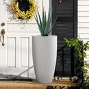 Kante 23.6" H Pure White Finish Concrete Tall Planters Large Outdoor Indoor Decorative Plant Pots with Drainage Hole and Rubber Plug, Modern Tapered Style for Home and Garden by CozyNest Decor