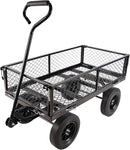 Heavy Duty 480 Lbs Capacity Mesh Steel Garden Cart Folding Utility Wagon with Removable Sides (Black) by GreenHaven Gardens