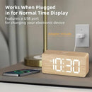uscce Wooden Digital Alarm Clocks for Bedrooms: Dimmable Dual Alarm Clock with Large Numbers for Bedside Desk - Loud Alarm for Heavy Sleepers with Volume Control - Wood Decor & Gifts by CozyNest Decor