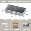 Under Bed Storage Containers, 2-Pack Underbed Storage Box, Collapsible Clothes Storage Bins with Handles and Lid, Large Under Bed Organizers for Shoe, Blanket, Toy, Pillow, Sheet, Gray by CozyNest Decor