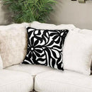 Alysheer Farmhouse Floral Leaves Embroidered Decorative Throw Pillow Cover 18x18 inches, Boho Tufted Flowers Embroidery Pattern Chic Cotton Cushion Case for Couch Bed Sofa Living Room(Black) by CozyNest Decor