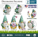 Garden Guardians Set of Three 6" Gardening Gnome Figurines, Floral Green and Yellow Statue Decor by GreenHaven Gardens