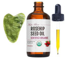 Kate Blanc Cosmetics Rosehip Oil for Face with Jade Gua Sha Stone (1oz, Organic, Pure, Cold Pressed) Rosehip Seed Face Oil for Gua Sha Massage by CozyNest Decor