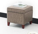 Adeco 17.5" Square Faux Leather Ottoman with Storage - Upholstered PU Foot Rest - Flip Top Footstool with Sturdy Wood Legs, Small Cube Coffee Table Extra Seat for Living Room, Bedroom, Coffee Brown by CozyNest Decor