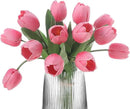 Pink Artificial Tulips, 2 Bundles 14Pcs, Fake Tulips Artificial Flowers, 2 x 2.4 Inch Large Flower Head Big Tulip, Easter Valentine's Day Mother's Day Home Decoration Flowers by CozyNest Decor