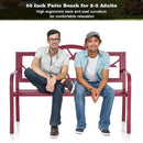 PHI VILLA Outdoor Patio 50" Metal Park Bench Red, Steel Frame Bench with Backrest and Armrests for Porch, Patio, Garden, Lawn, Balcony, Red Bird by GreenHaven Gardens