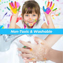 Nicpro Washable Paint for Kids, Kids Painting Set with 10 Paintbrushes, Palettes, Sponge, 6 Vibrant Colors 8.45oz, Non Toxic Washable Finger Paint for Toddlers Preschool Children Art Painting Supplies by TinyTreasures Baby Boutique
