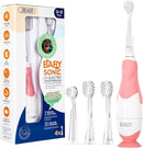 SEAGO Toddler Electric Toothbrushes for Baby Ages 0-3 Years, Baby Toothbrush with Smart Timer and Suction Base, 4 Replacement Brush Heads SG-513(Pink-C) by TinyTreasures Baby Boutique
