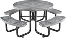 Global Industrial 46" Round Picnic Table, Perforated Metal, Thermoplastic Coating, Attached Benches, 1-1/2” Umbrella Pole Hole, Outdoor-Rated, 1000 lbs Capacity, Gray by GreenHaven Gardens