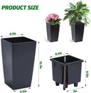 16" Tall Planters Set of 2, Outdoor＆Indoor Black Planter Pots, High Front Porch Planter Pots with Drainage Holes＆Water Level Monitor＆Inner Bucket, Automatic Watering,Black by CozyNest Decor