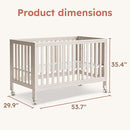 EvoNest Baby Crib, 11 in 1 Convertible Mini Crib with Wheels, 100% New Zealand Wood Growing Bed, 4 Adjustable Mattress Height,Washed Natural by TinyTreasures Baby Boutique
