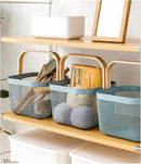 Metal Mesh Steel Basket, Storage Organizer Basket Multi-functional Hanging Kitchen Baskets Fruit Basket Bin with Bamboo Handle for Kitchen Bathroom Picnic Shopping Decor Cabinet Home, Blue by GreenHaven Gardens