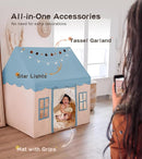 Play Tent with Mat, Star Light Large Kids Playhouse with Windows Easy to Wash, Indoor and Outdoor Play Tents for Kids, Little Dove Toys for Girls, Boys, 47x40x52 (Blue Playhouse, Large Size) by TinyTreasures Baby Boutique