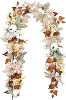 DearHouse Fall Garland Maple Leaf, 5.9Ft Hanging Vine Garland White with Pumpkins and Berries Thanksgiving Decor for Home Wedding Fireplace Party Christmas (White&Brown) by CozyNest Decor