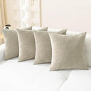 CaliTime Throw Pillow Covers Decorative 18 X 18 Inches Pack of 4 Cozy Chenille Cushion Cases for Couch Sofa Bed Living Room Home Light Taupe by CozyNest Decor