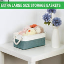 Bidtakay Small Storage Baskets for Shelves 3 Pack Fabric Storage Bins for Organizing Linen Collapsible Organizer for Closet-Deep Green by TinyTreasures Baby Boutique