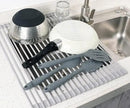 Surpahs Over Sink Foldable Multipurpose Roll-Up Dish Drying Rack, Silicone Wrapped Stainless Steel, Warm Gray, 20.5" x 15.5" by CozyNest Decor