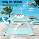 WhiteFang Deluxe Pop Up Beach Tent Sun Shade Shelter for 3-4/5-6 Person, UV Protection, Extendable Floor with 3 Ventilating Windows Plus Carrying Bag, Stakes, and Guy Lines by TinyTreasures Baby Boutique