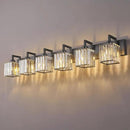 Modern Crystal Bathroom Vanity Light 6-Lights Black Modern Crystal Wall Lamp Bathroom Modern Crystal Vanity Lighting by CozyNest Decor