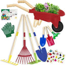Kids Gardening Tools Outdoor Toys Set Backyard Play with Wheelbarrow Educational STEM Learning Pretend Toys Outdoor Indoor for Toddlers Kids Boys Girls (Red Wheelbarrow Set) by GreenHaven Gardens