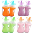 Silicone Reusable Baby Food Pouches with Straws, 8 Pack Leakproof Refillable Squeeze Pouches, Dishwasher, Freezer, Microwave Safe, 5OZ Baby Food Storage for Homemade Puree, Yogurt by TinyTreasures Baby Boutique