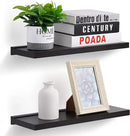 Meangood Floating Shelves Black 17 inch Wall Mounted Natural Bamboo Wood Wall Storage Shelves for Bedroom,Living Room,Bathroom, Kitchen（Set of 2） by CozyNest Decor