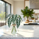 Artificial Flowers Turtle-Back, Alocasia Leaf, in Glass Vase with Faux Water,7Pcs Artificial Leaves Real Touch Latex Leaves for Centerpiece (1, Alocasia Leaf) by CozyNest Decor