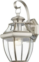 Livex Lighting 2151-91 Monterey 1 Light Outdoor Brushed Nickel Finish Solid Brass Wall Lantern with Clear Beveled Glass 13" x 8.5" x 8.25" by GreenHaven Gardens