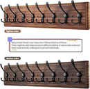 Coat Rack Wall Mount, Wooden Heavy Duty Coat Rack for Wall,8 Triple Coat Hanger Hooks for Hanging Coats,Jacket,Hat,Clothes (Brown, 8 Hooks) by CozyNest Decor