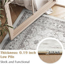 jinchan Runner Rug 2x7 - Machine Washable Beige Vintage Floral Distressed Design Soft Non-Slip Low-Pile Ultra-Thin Runner Rug for Kitchen Hallway Laundry Room Entryway Farmhouse (2‘x7',Beige) by TinyTreasures Baby Boutique