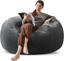 Bean Bag Chair 4Ft, Memory Foam Filled, Large Beanbag Chairs for Adults and Teens, Soft Sofa with Removable Flannel Cover, Round Couch for Living Room Bedroom College Dorm (Dark Gray, 4FT-47×47"×24") by CozyNest Decor
