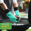 GEEKHOM BBQ Gloves Heat Resistant Oven Mitts - Silicone Grilling Gloves with 13.7" Arm Protection - Waterproof Pot Holder Non-Slip for Men & Women, Kitchen Outdoor Cooking, Baking, Camping, Turquoise by GreenHaven Gardens