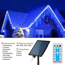 Solar Christmas Lights Outdoor Waterproof Christmas Decorations Curtain Lights 320LED 29.5ft 60 Drops, Solar Powered Rechargeable Fairy Lights for Party, Wedding, Home Decorations(Blue) by GreenHaven Gardens