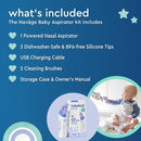 Navage Baby Nasal Aspirator - Gentle, Pediatrician Endorsed Nasal Aspirator for Baby Congestion & Stuffy Noses - Baby Nose Sucker w/ Lights, Lullabies & BPA Free Silicone Tips by TinyTreasures Baby Boutique