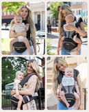 Baby Carrier Pro, MOMTORY Safety-Certified 6-in-1 Ultra Storage Baby Carrier Newborn to Toddler, Front & Back Baby Holder Carrier with Hip Seat, Pure Black by TinyTreasures Baby Boutique