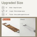 12 Inch Deep Floating Shelves,48W x 12D Floating Shelves, Deep Wall Shelves Bracket Set of 2, Large Display Floating Shelf for Bathroom, Living Room, Wide Storage Wooden Wall Shelf, Rustic Brown by CozyNest Decor