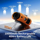 Socool 10000mAh Portable Waist Fan Clip on Wearable Belt Personal Fan Rechargeable Battery Operated with 5 Speeds & Flashlight Neck Hands-Free 40H Cooling for Outdoor Travel Power Bank (Orange) by TinyTreasures Baby Boutique