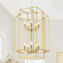 30" Farmhouse Gold Chandelier, 10-Light Foyer Lighting Fixtures, Lantern Tiered Pendant Light Fixtures, Metal Rustic High Ceiling Chandelier for Dining Room Entryway Staircase by CozyNest Decor