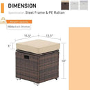 Patiorama 2 Piece Outdoor Patio Ottomans, All-Weather Brown PE Rattan Wicker Ottoman with Storage, Outdoor Footrest Footstool Seat w/Thick Cushion, Built-in Handle for Backyard Poolside Porch (Beige) by CozyNest Decor