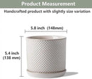 5.8 Inch Plant Pots: Ceramic Planter with Drainage Hole & Saucer - Flowerpot for Indoor & Outdoor Plants - Beaded Embossed Design White - with Separate Tray by GreenHaven Gardens
