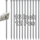 VVOKGO 16 Inch Rebar Stakes Metal Asphalt Anchoring Spikes Ground (12pcs), 1/2 Inch Diameter Galvanized Landscape Anchors Heavy Duty for Speed Bump, Handicap Threshold Ramps, Parking Limits Curb, Tarp by CozyNest Decor