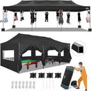 COBIZI 10x30 Pop up Canopy Tent 10x30 Canopy with Sidewalls, Heavy Duty Party Tent Tents for Parties, Foldable UPF 50+ Waterproof Commercial Easy up Canopy with Roller Bag, Black(Windproof Upgraded) by GreenHaven Gardens